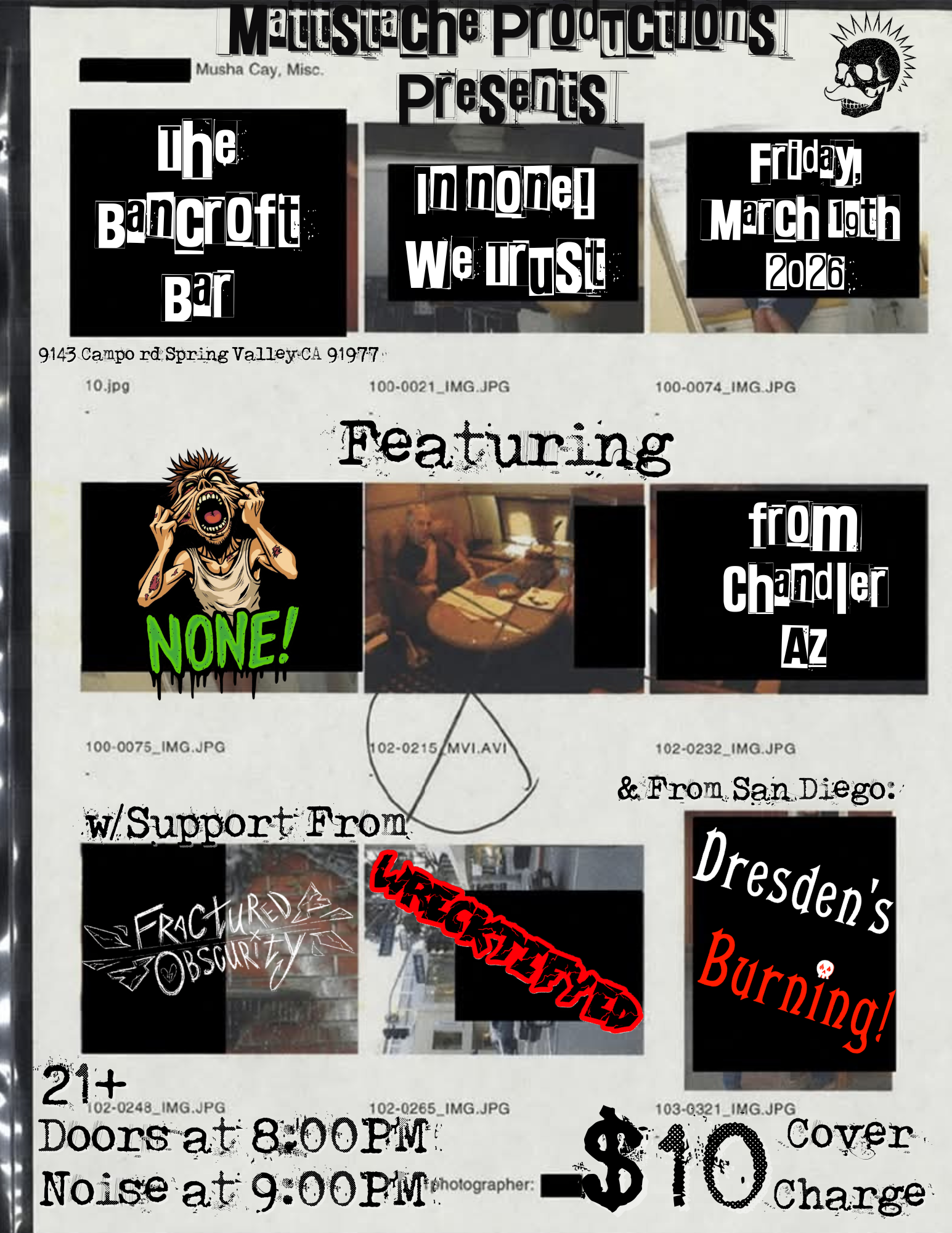 None! / Fractured Obscurity / Wrecktifyed / Dresden's Burning  flyer