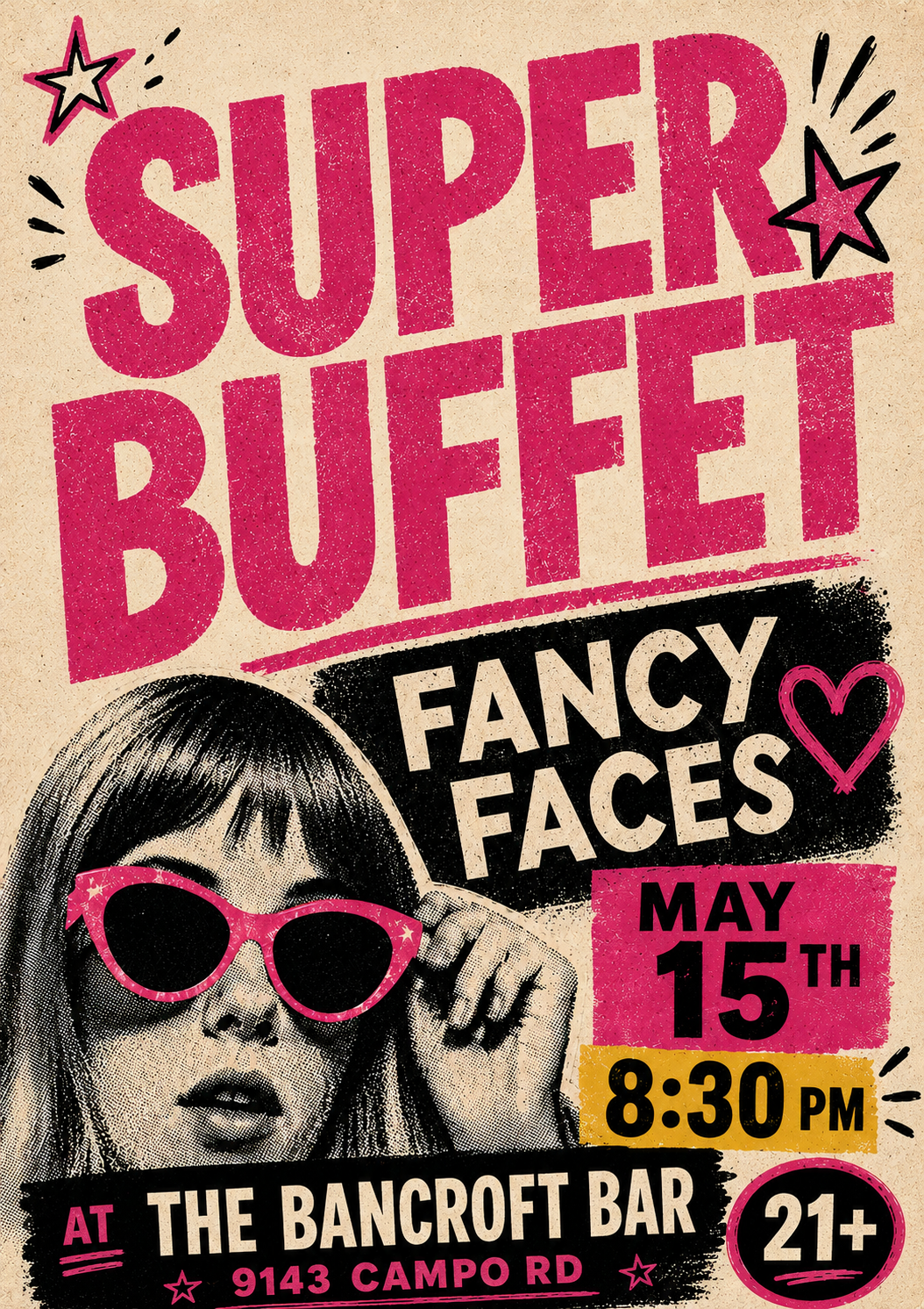 Super Buffet / Fancy Faces flyer